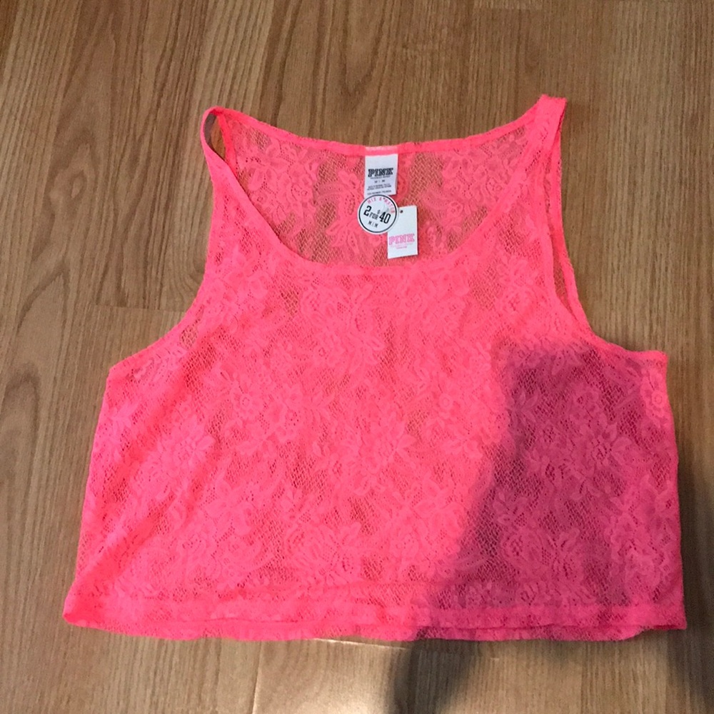 VS PINK neon coral mesh tank NEW